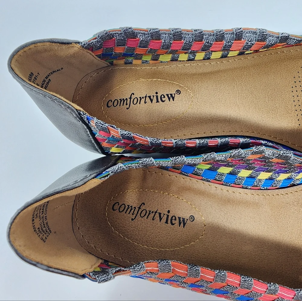 comfortview Multicolor Woven Slip-On Flats